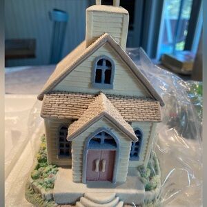 Beautiful lighted ceramic church. Never displayed. Opened today for these photos